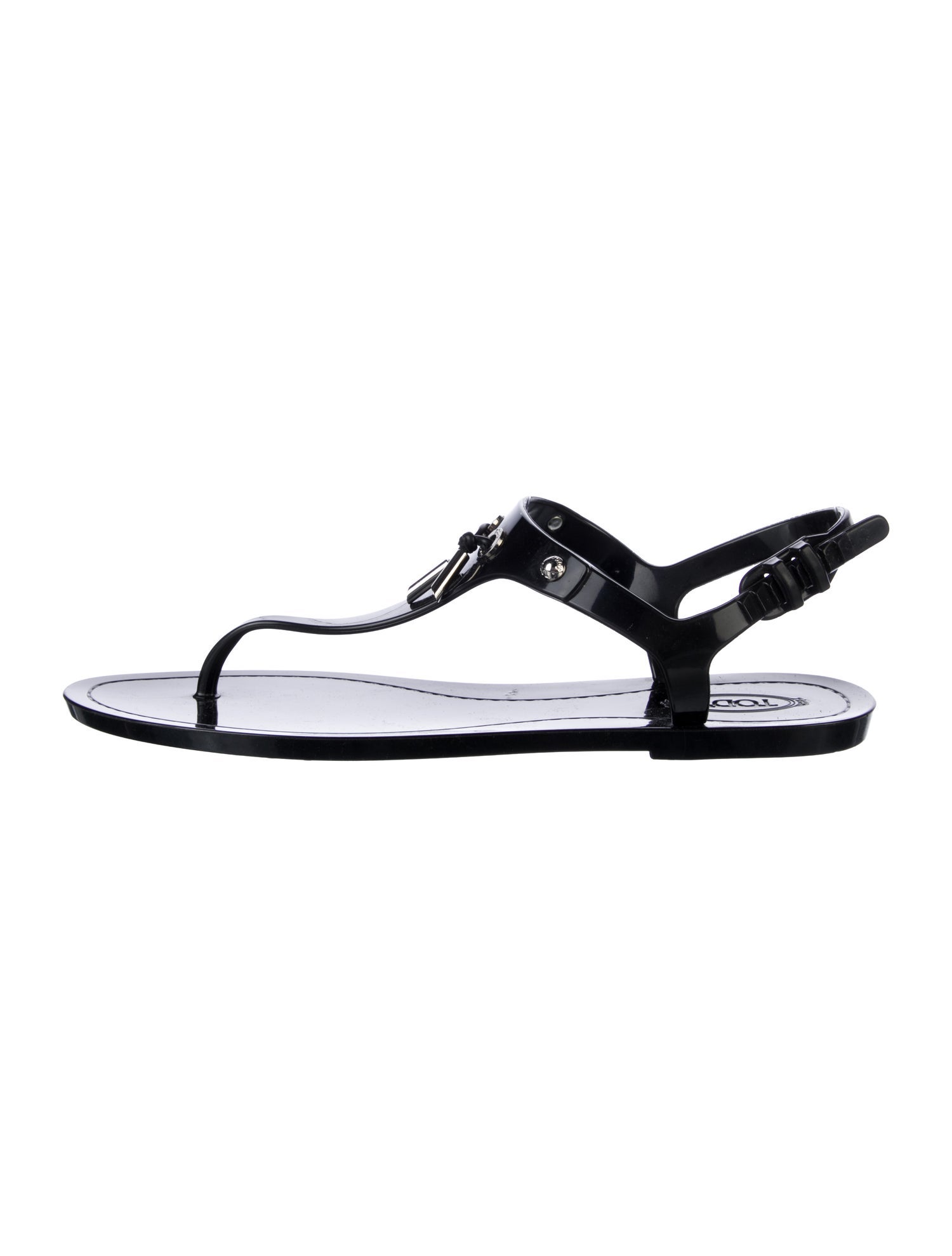 Tod's Rubber Tassel Accents T-Strap Sandals